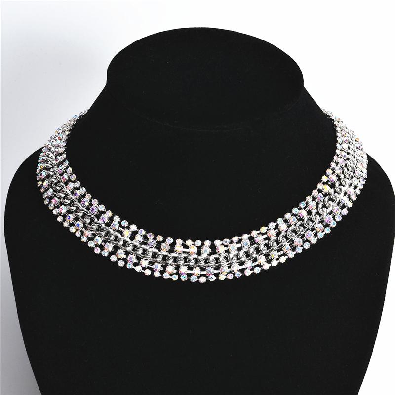Chokers Luxury Huge Diamond Chain 925 Sterling Silver Elegant Fashion Collarbone 2021 Jewelry For Women Wide Necklace