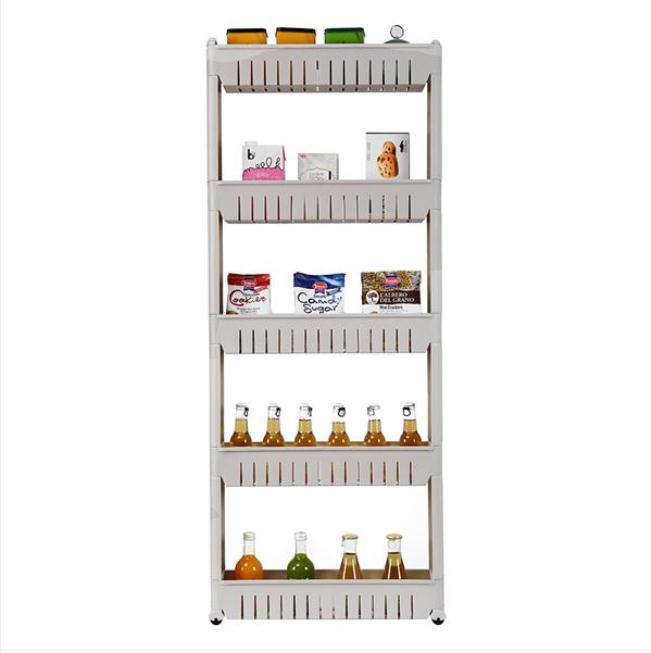 2022 Boxes & Bins 5 Tier Mobile Shelving Unit Organizer Slide Out Storage Tower Slim Rack with Wheels Pull Pantry Shelves Cart for Kitchen Bath Room
