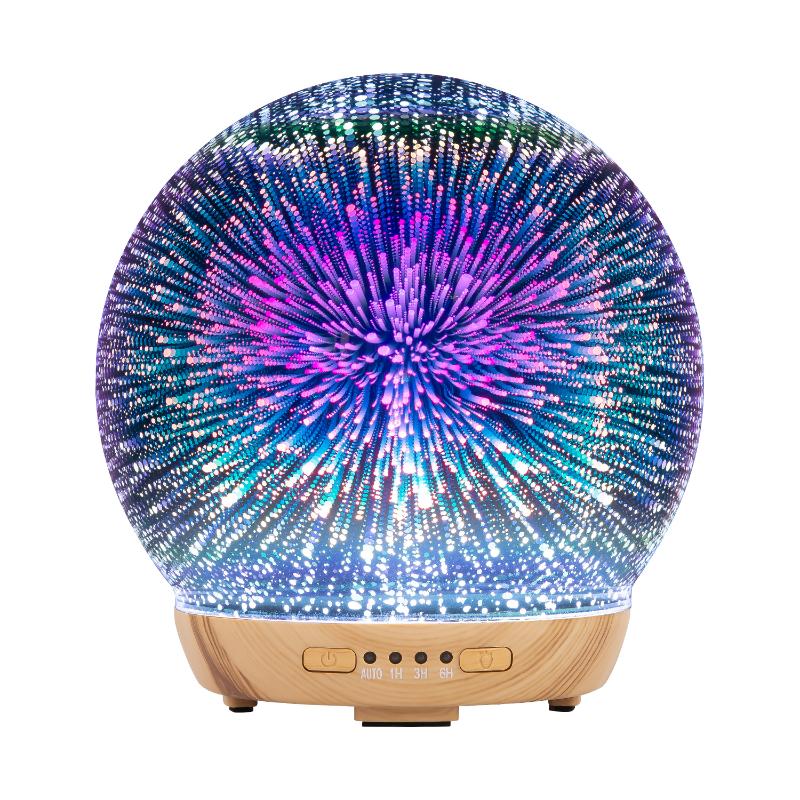 Humidifiers COOSA Essential Oil Diffuser - 250ml 3D Glass Aromatherapy Cool Mist Humidifier With 4 Timer,2 LED Colors And Waterless