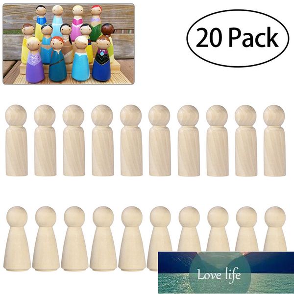Pack Of 20 65mm Unfinished Wooden Peg Dolls Wooden Small Dolls Body Character Ornaments Wooden Color Doll Decorations Factory price expert d