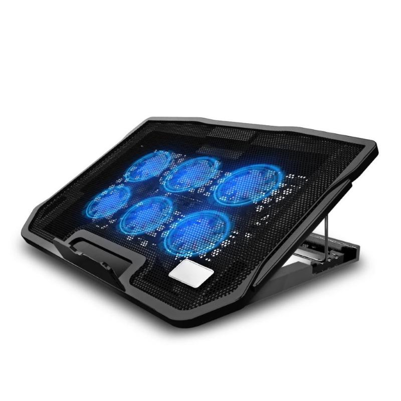 Laptop Cooling Pads Cooler 6 Fans Pad 2 USB Port With Led Screen 2600RPM For 14-15.6 Inch Gaming Stand