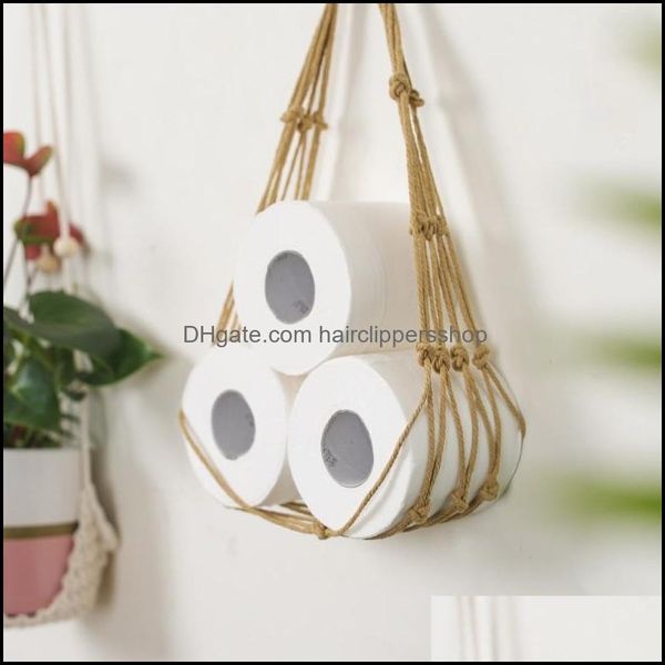 Toilet Hardware Bath & Gardentoilet Paper Holders Magazine Books Holder Hanging Cotton Rope Home El Storage Pocket Rack Bathroom Decor Drop