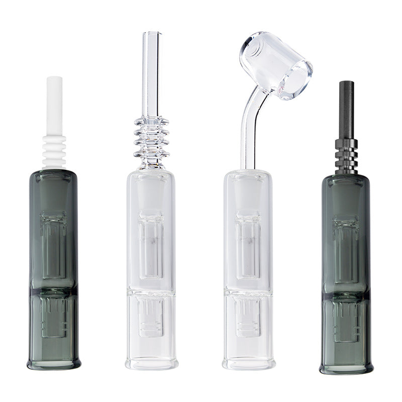 NC014 Big Smoking Hand Pipes Bubbler 14mm Quartz Titanium Nail Clear Grey Mini Glass Water Bongs