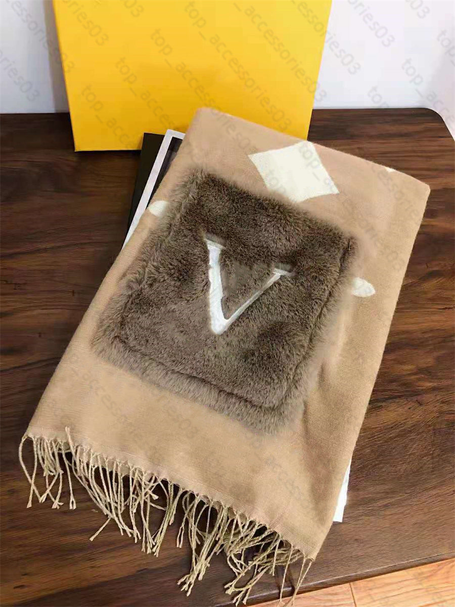 Pocket Designer Scarf Wool Scarves for Man Women Fur Shawl Pashmina Long Neck 2 Color Top Quality