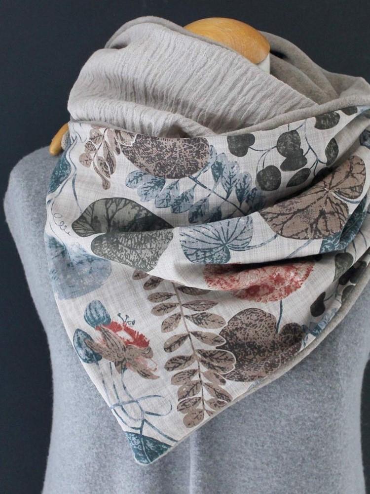 Scarves Fashion Winter Floral Warm Wraps Women Gray Color Soft Triangle Shawl