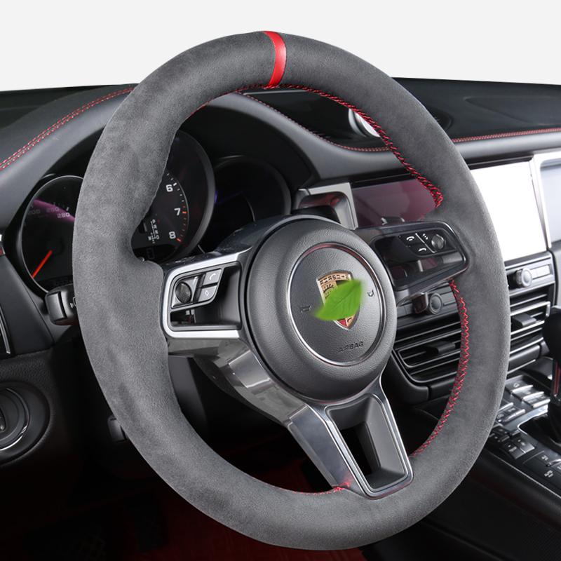 Alcantara Car Steering Wheel Cover For Porsche Macan Cayenne 2010-2020 Panamera Auto Parts Automotive Interior Car Assessoires