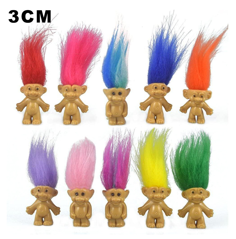 Novelt toy Collection Mini Troll Dolls, PVC Vintage Trolls Lucky Doll Action Figures Cake Toppers Chromatic Adorable Cute Little Guys Collections
