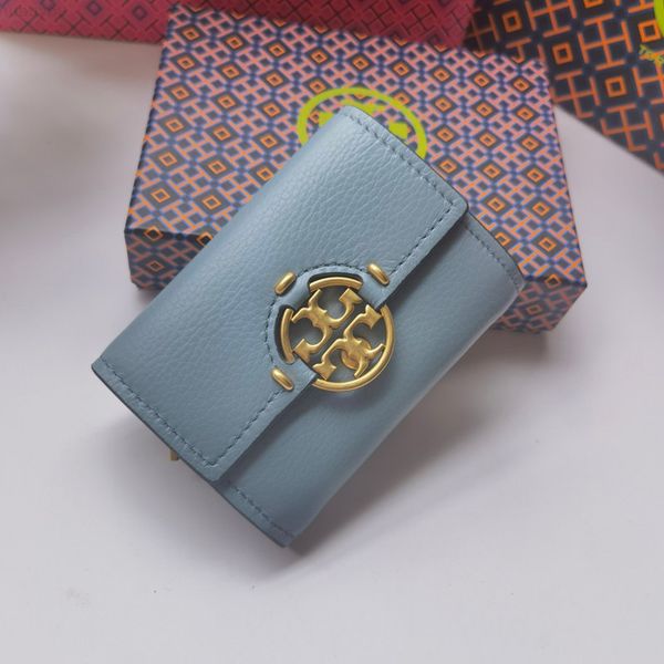 Tb 2021 New Short Zero Wallet Mini Lychee Grain Cowhide Women&#039;s Flip Card Bag 8872P3HJ