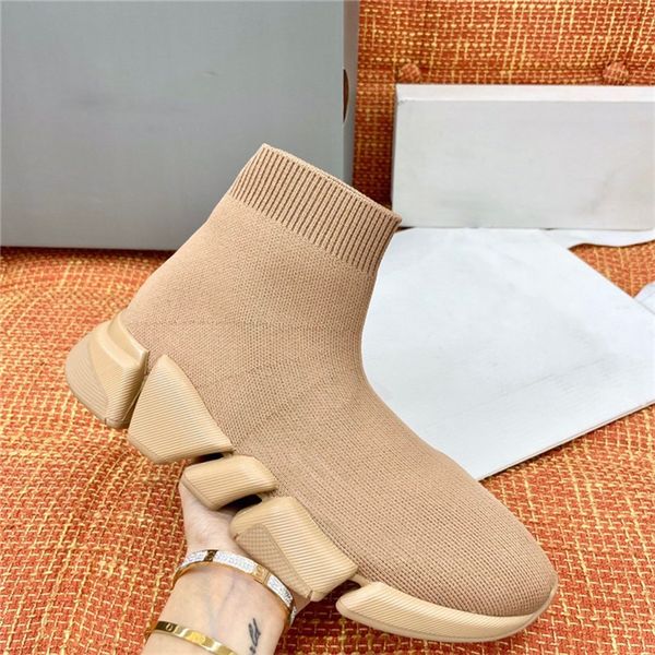 Designer Women Man Casual Shoes New Paris Fashion Socks Shoe Sneakers Slip-On Trainers Knitting Vamp Many Colors Size 35-46 Top Quality