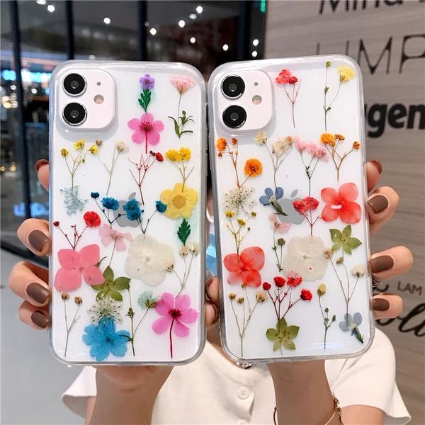 Beauty Dry Flower Phone Cases For iphone 12 11 Pro Max Xs Xr X 7 8 plus Cellphone Protective Shell Untra-Thin Clear Cover .