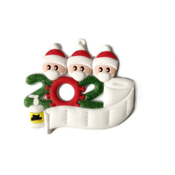 PVC Christmas Tree Pendant 2020 Face Mask Family Snowman Pendant DIY Name Blessing Decoration