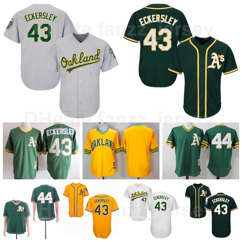 Retro 14 Vida Blue Jersey Baseball 43 Dennis Eckersley 44 Reggie Jackson Stitched Pullover Green Yellow White Grey Color Flexbase Retire 1974 1981 V