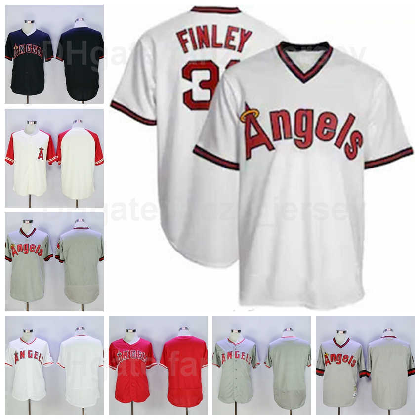 Vintage Baseball 11 Jim Fregosi Jersey Men 31 Chuck Finley 5 Brian Downing 15 Tim Salmon Pullover Stitched Grey White Red Navy Blue Retire 1965 1980