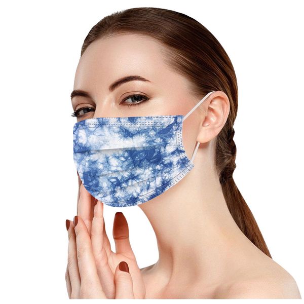 New Wholesale Designer Face Mask disposable adult mixed color tie-dye printing male female protective three-layer masks