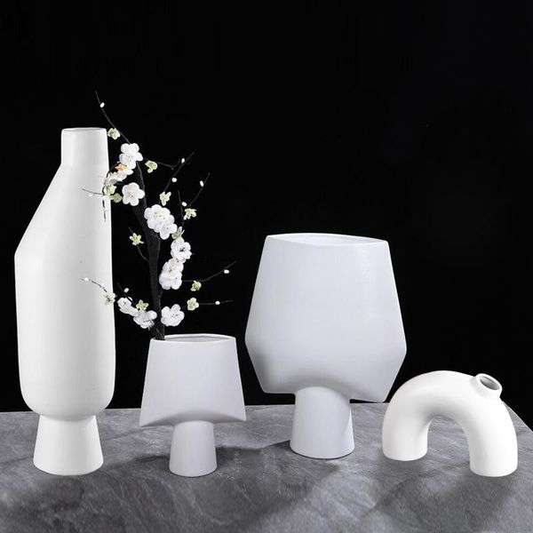 Vases Creativity Ceramic Vase Flower Pots Decorative Living Room Decoration Artificial Flowers Floral Arrangement Nordic Home Decor