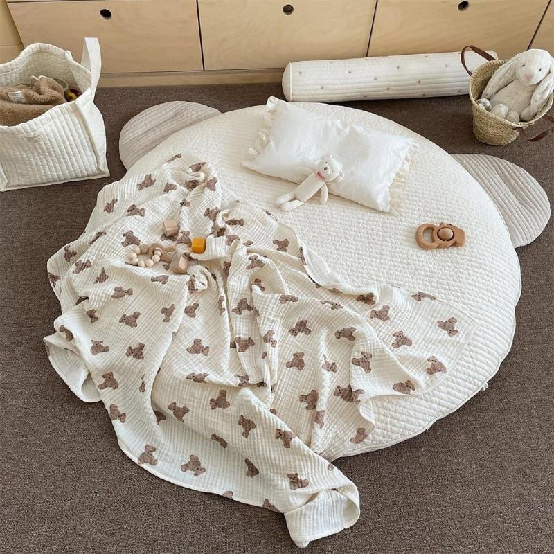 Blankets & Swaddling Baby Muslin 2-3 Layers Swaddle Wrapped Blanket Bear Print Sleeping Bag Infants Bath Towel Stroller Cover
