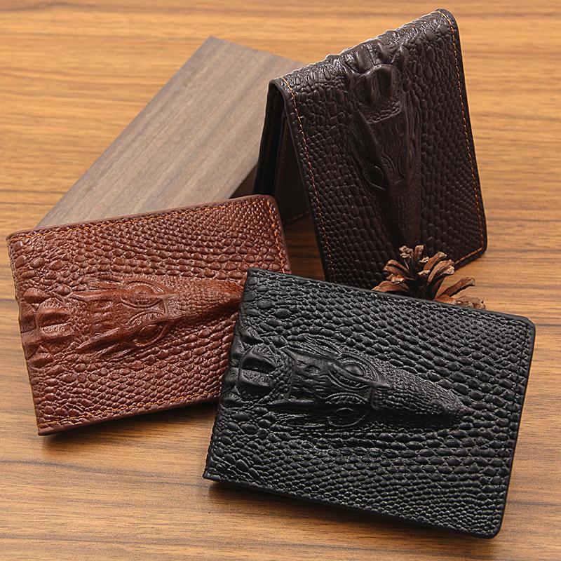 Card Holders Slim Men&#039;s Bag Leather Wallet Driving Licence Thin Alligator Crocodile Bank Short Holder