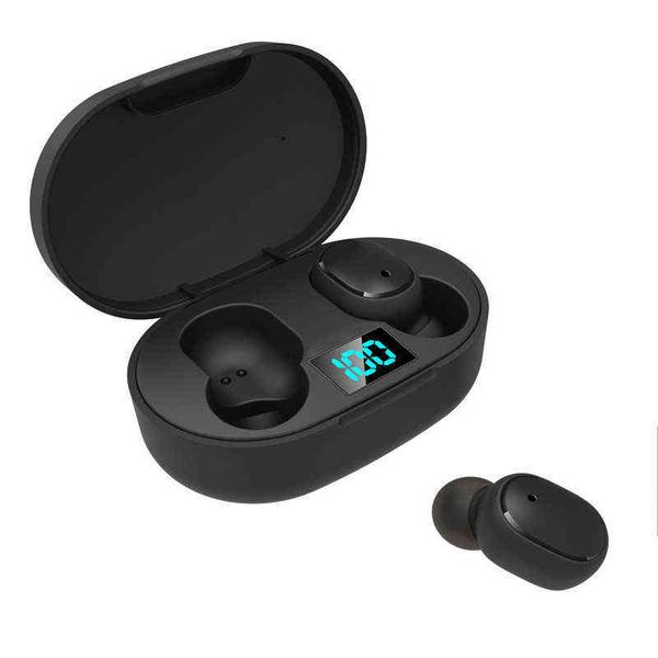 New E6s Smart Digital Display Bluetooth Headset Wireless Mini Hifi Stereo In-ear Waterproof Sports Earphone;headphones