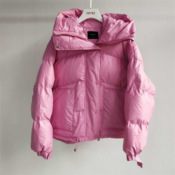 Toppies Female Hooded Outwear Warm Bread Jackets Loose Casual Candy Color winter jacket fashion Korean 211008
