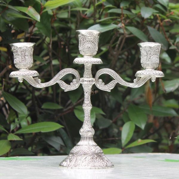 Candle Holders Metal 3 Arms Hollow Design Candlestick Tabletop Stand Wedding Decoration Candelabra Home Candelabrum RRD10838