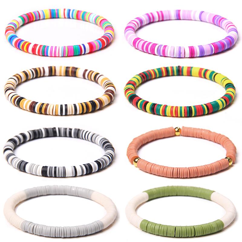 Beaded, Strands Bohemian Polymer Clay Bracelets For Women Men Multicolor Combination Bangles Wrist Ehthic Jewelry Friend Couple Bracelet