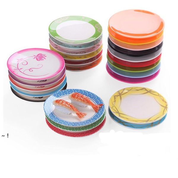 Pan Dinner plate Food Sushi Melamine Dish Rotary Sushi Plate Round Colorful Conveyor Belt Sushi Serving Plates Dinnerware by sea RRD11048