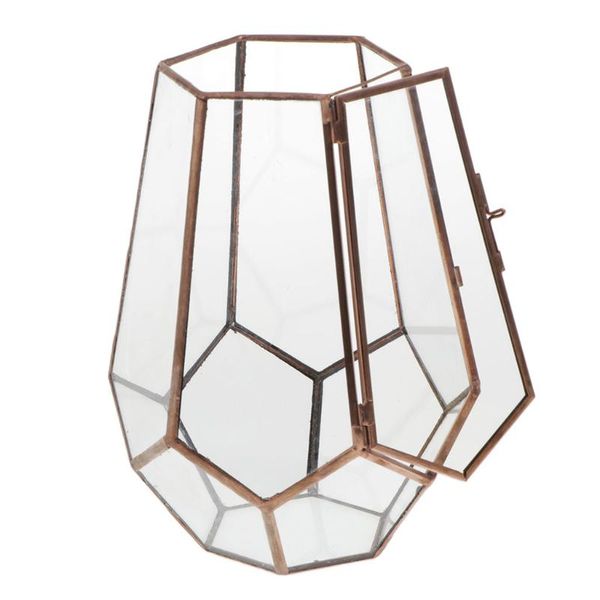 Candle Holders Unique Glass Hexagonal Geometric Terrarium For Succulent & Air Plant - Tall (5.71 X 5.32 7.87 Inches)