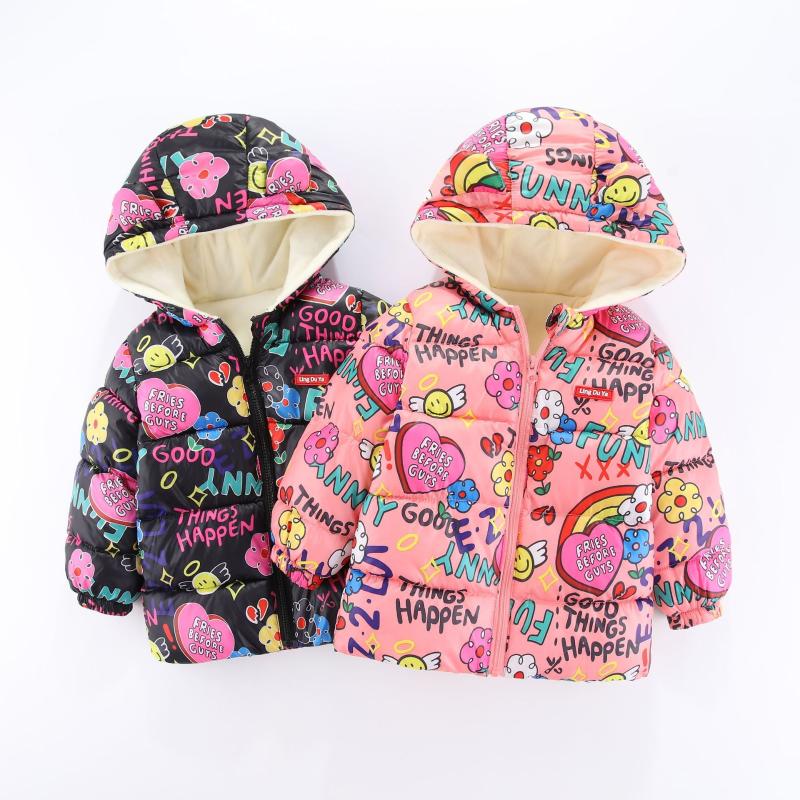 Jackets EuerDoDo Winter Jacket For Girls Warm Hooded Outerwear Children&#039;s Child Coat Boys Cartoon Clothing