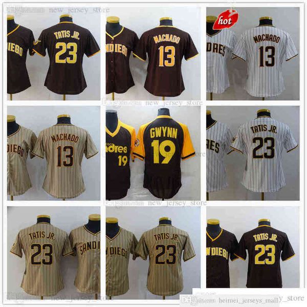 Stitched Man Women Youth Kids Baseball Manny 13 Machado Jerseys 19 Tony 23 Fernando Gwynn Tatis Jr White Brown Jersey Size S-XXXL
