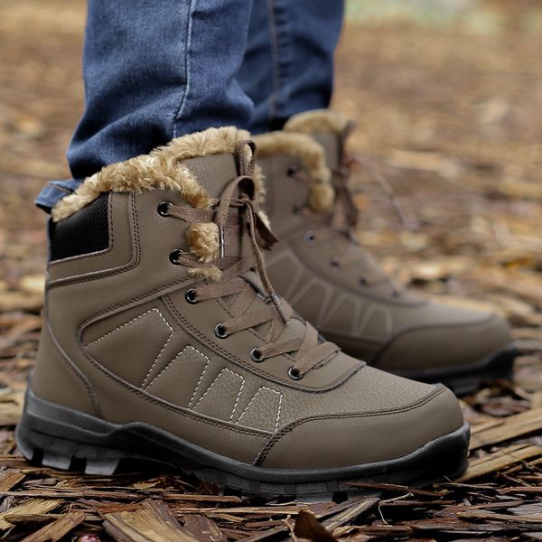 2021 Men&#039;s Autumn and Winter Medium High Top Martin Boots, Warm Snow Boots Cotton Shoes, Fur Tooling Shoes