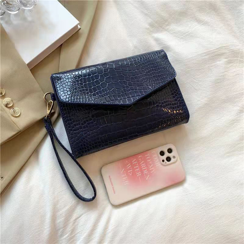 Ladies Clutch Crocodile Card Holders Clutches Envelope Bag Casual Bags Vintage Fresh Plain Alligator Square Interior Slot Pocket Women PU Flap Cover