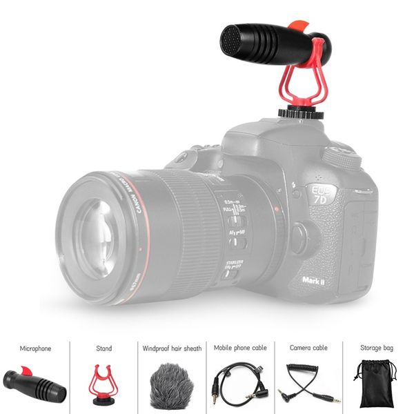 Professional Condenser Camera Mobile Phone Cardioid Microphone For Interview Live Recording Voice YouTube 3.5mm jack