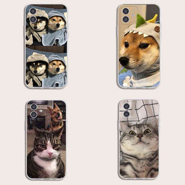 Cat and Dog Animal Element Iphone Case Is Suitable for Apple Iphone7 8 Xs 11 12 13 Transparent Tpu Soft