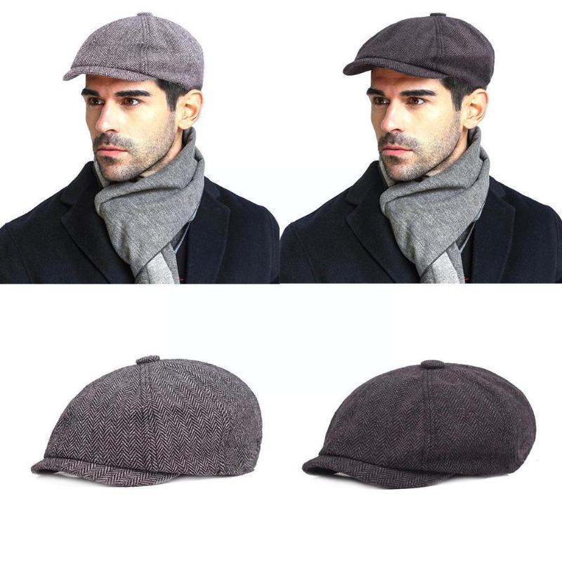Berets Men Vintage Beret Tweed Peaky Blinders Hat Sboy Peaked Sale Spring Flat Hats Winter Painter J1r9