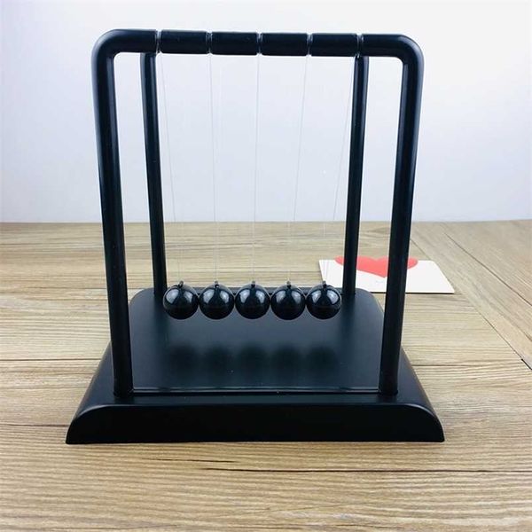 All Black ton Pendulum Physical Model ton&#039;s Cradle Office Desk Decoration Accessories Study Toys Gift For Children 211105
