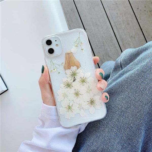 Beauty Dry Flower Phone Cases For iphone 12 11 Pro Max Xs Xr X 7 8 plus Cellphone Protective Shell Untra-Thin Clear Cover .