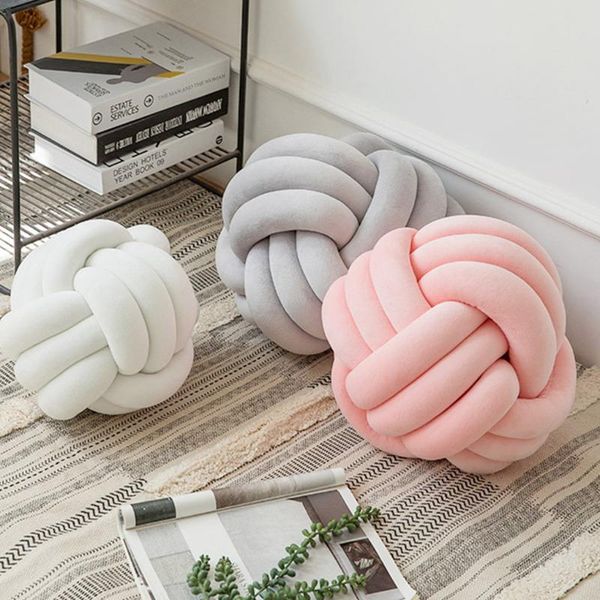 Pillow 5 Colors Throw Home Bedroom Kids Room Living Woven Design Knot Velvet Cotton Cushion