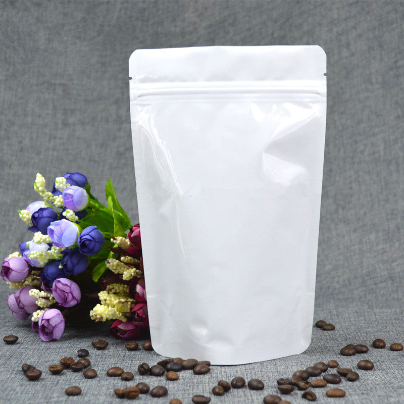 Thick Stand up Glossy White Pure Aluminum Foil Zip Lock Bag Doypack Resealable Chocolate Snack Candy Sugar Coffee Gift Heat Sealing Packaging Storag