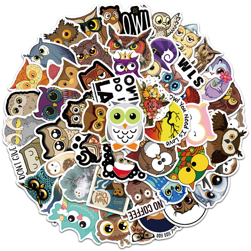 Update New Notebook Cartoon Owls Stickers Cute Animal Series Wers DIY Graffiti Decals For Car Lage Motorcycle Ipad Phone Scooter Games Skateboard Gu