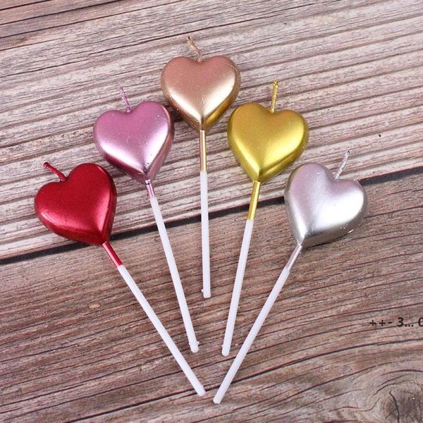 Cake Decoration Candle Cakes Pick Ornament Love Stars Shape Candles for Valentine&#039;s Day Birthday Party Supplies Golden RRD11937