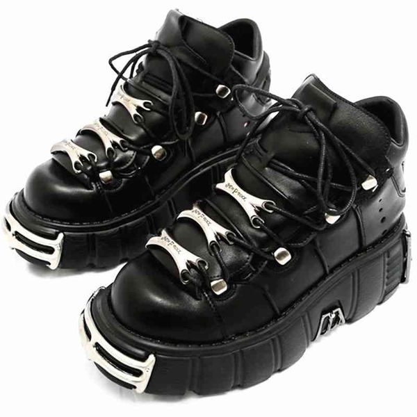 Dress Shoes Punk Stijl Vrouwen Sneakers Lace-Up 6Cm Platform Schoenen Vrouw Klimplanten Vrouwelijke Toevallige Flats Metalen Tenis Feminino