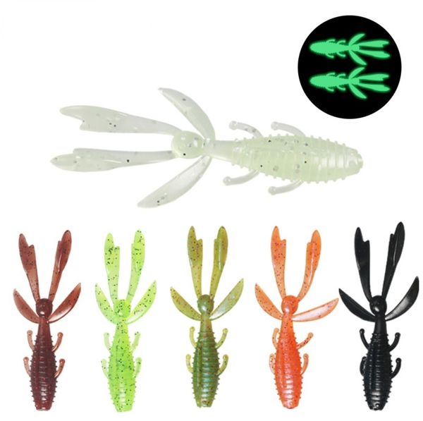 Shrimp Soft 20pcs-bag Fishing Baits 62mm 1.8g with Salt Taste for Texas Rig fro Bass