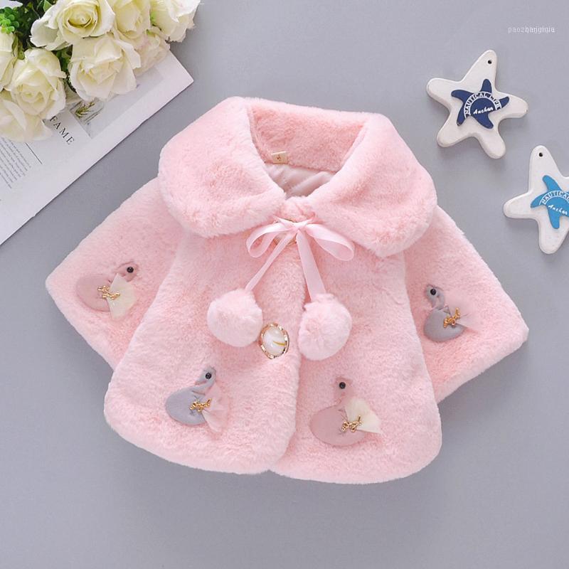 Jackets Children Coat Baby Girls Winter Outerwear Toddler Cartoon Faux Fur Cape Windproof Warm Cloak #10171