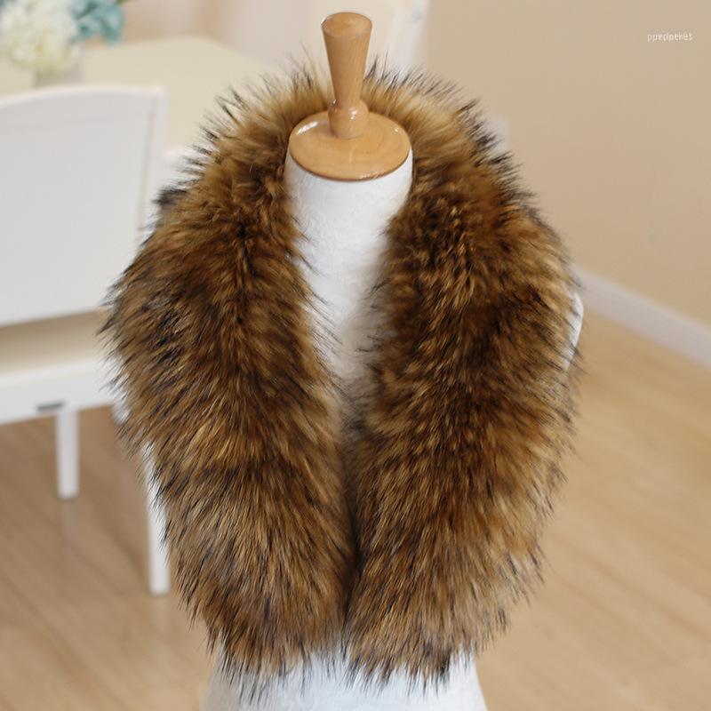 Scarves Faux Fur Scarf Women Winter Big Size Collar Fluffy Coat Neck Warmer Wrap For Ladies Rainbow Color1