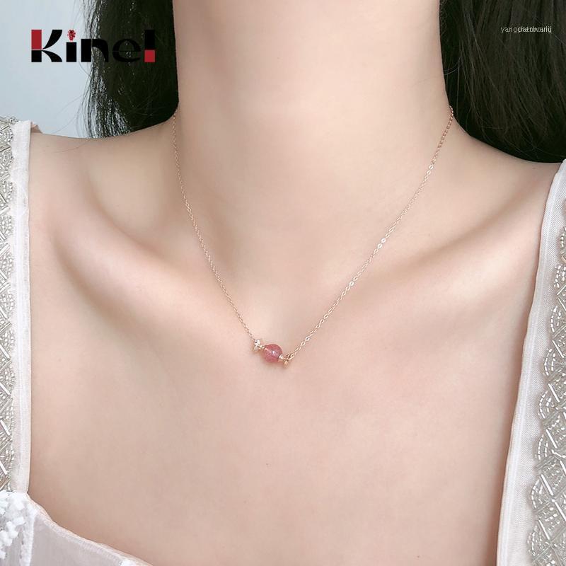 Kinel Arrival Luxury 925 Sterling Silver Strawberry Crystal Candy Pendant Necklace For Women Wedding Fine Jewelry1