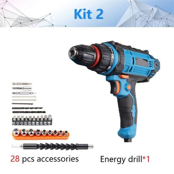 Set of 300W Power Tool Corded Impact Drill Electric Screwdriver Energy Drill with 10mm Quick-Release Chuck Max Torque 40Nm