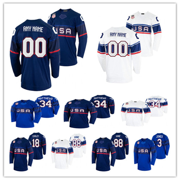 2022 Beijing Winter Ice USA Hockey Jerseys Johnny Gaudreau Patrick Kane Max Pacioretty Dylan Larkin Jack Eichel Auston Matthews Jack Hughes John Car