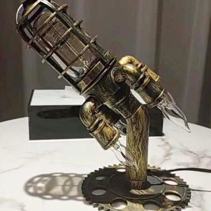 Night Lights 1-2PC Creative Rocket Ship Lamp Steampunk Industrial Desk Decoractive Bedside Table Light For Bedroom Decor Kids Gift