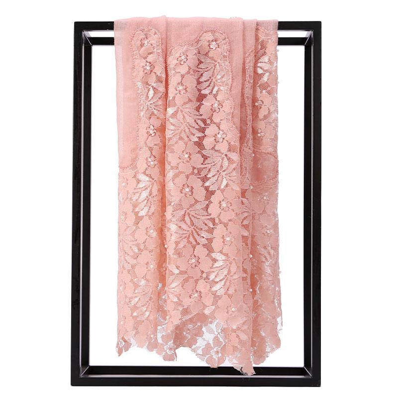 Scarves 100% Pure Wool Scarf Women Hollow Embroidered Lace Pink Winter Echarpe Femme Long Thick Warm Shawls And Warps Bufanda