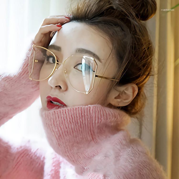 Sunglasses Mincl- Large Frame Hollow Frames Face-lift Artifact Mirror Legs Rolling Pearl Metal Female Round Face Sun Glasse LXL1